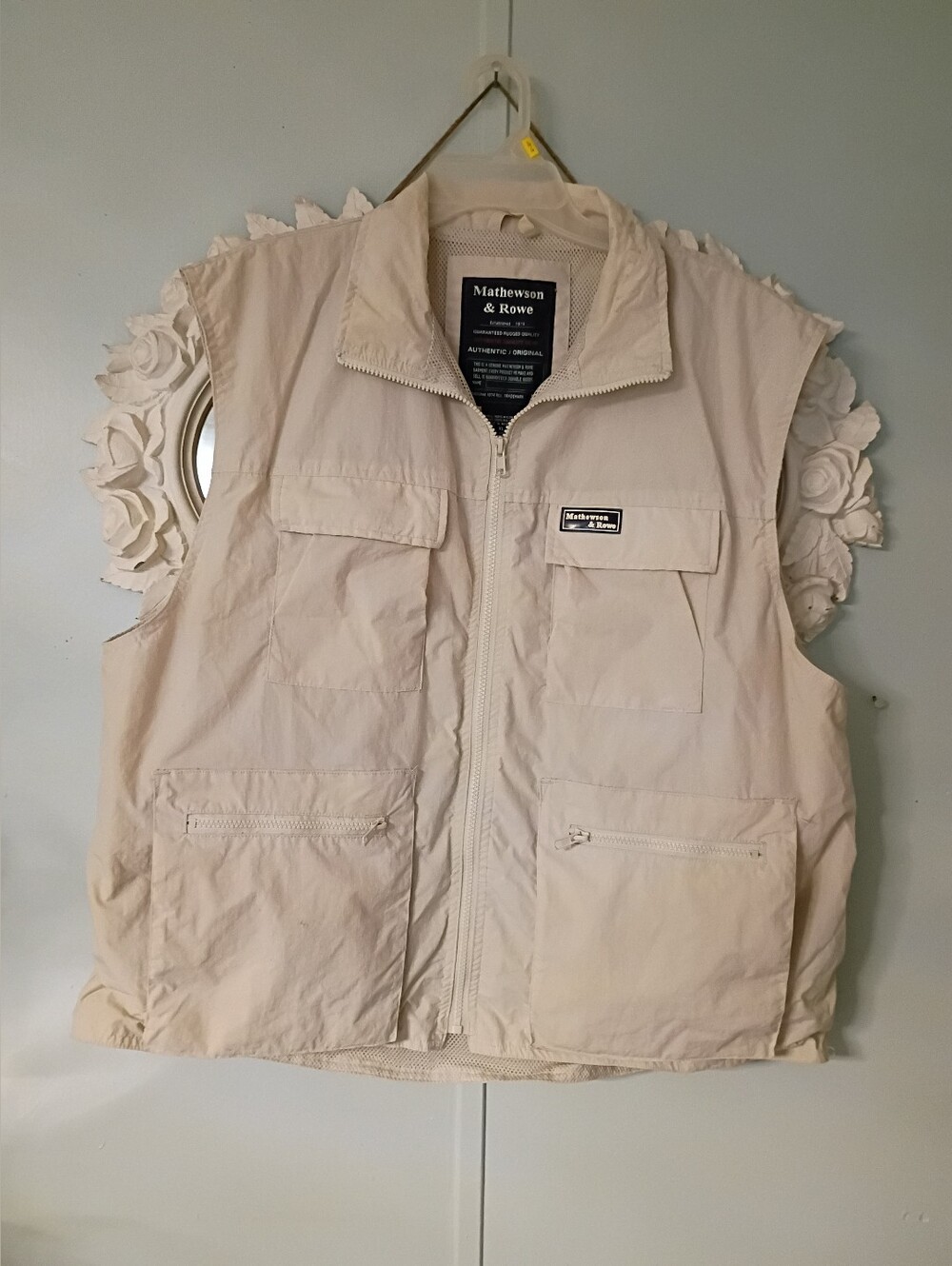 Cream Utility Vest with Multiple Pockets